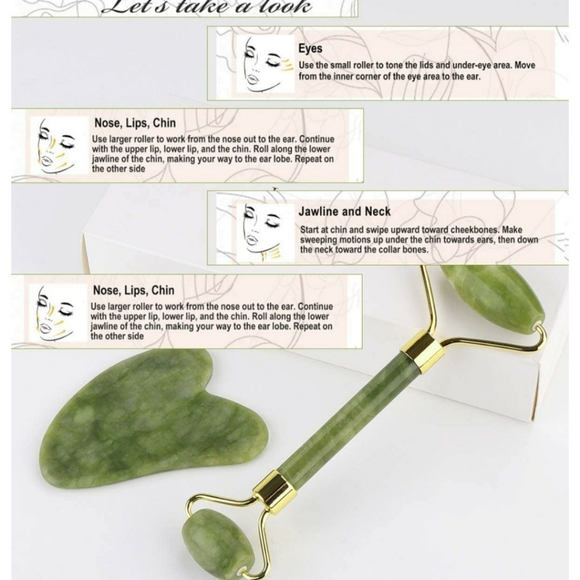 Jade Roller & GUA--SHA Facial Jade Roller women's teen... Gift Set - Picture 5 of 16